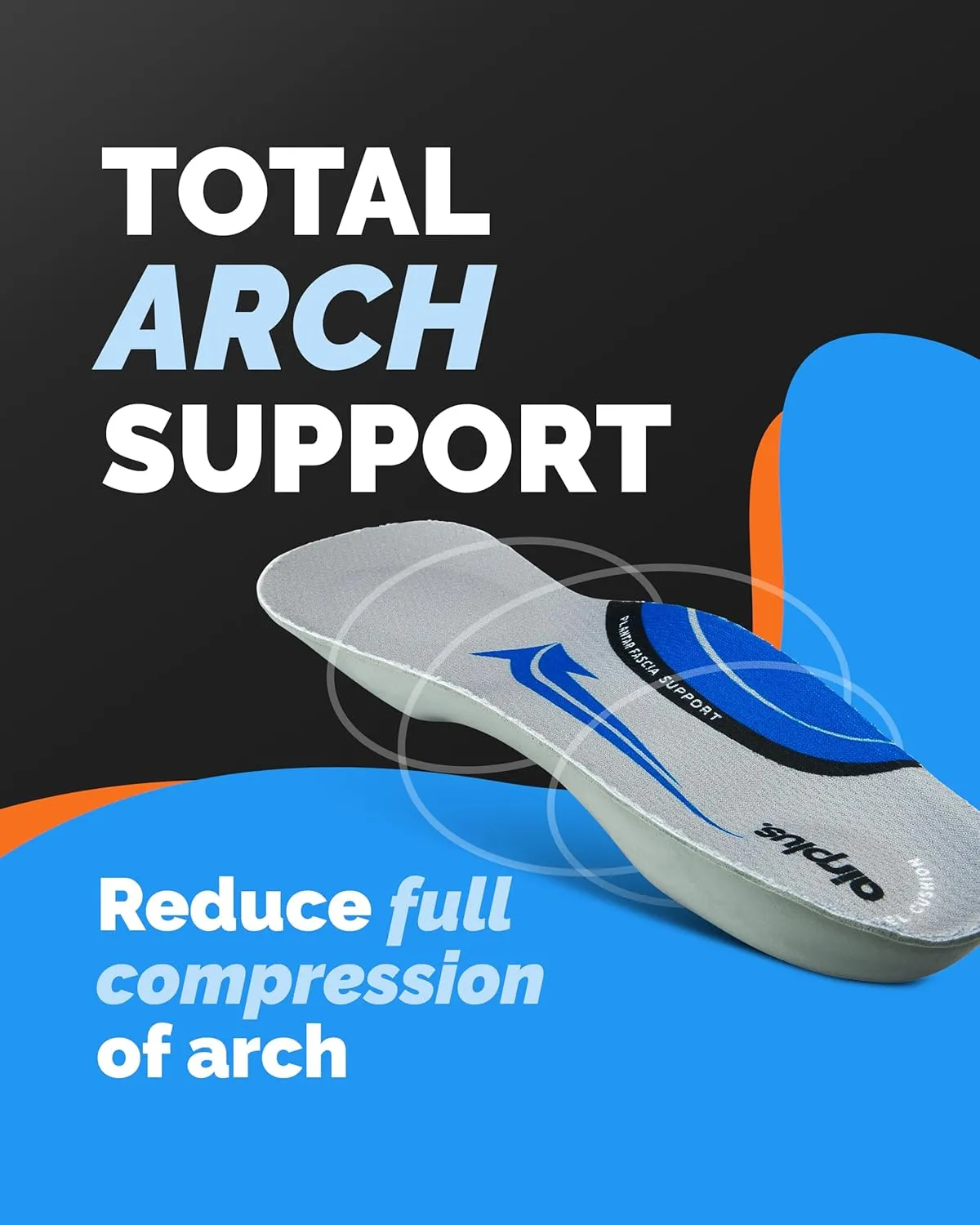 Airplus Plantar Fasciitis Orthotic 3/4 Length Shoe Insole- Foam Shell & Gel Heel - Deep Heel Cup, Full-Foot Arch Support - Soft Cushioning & Stability-APMA Certified-Fits Most Shoes & Boots