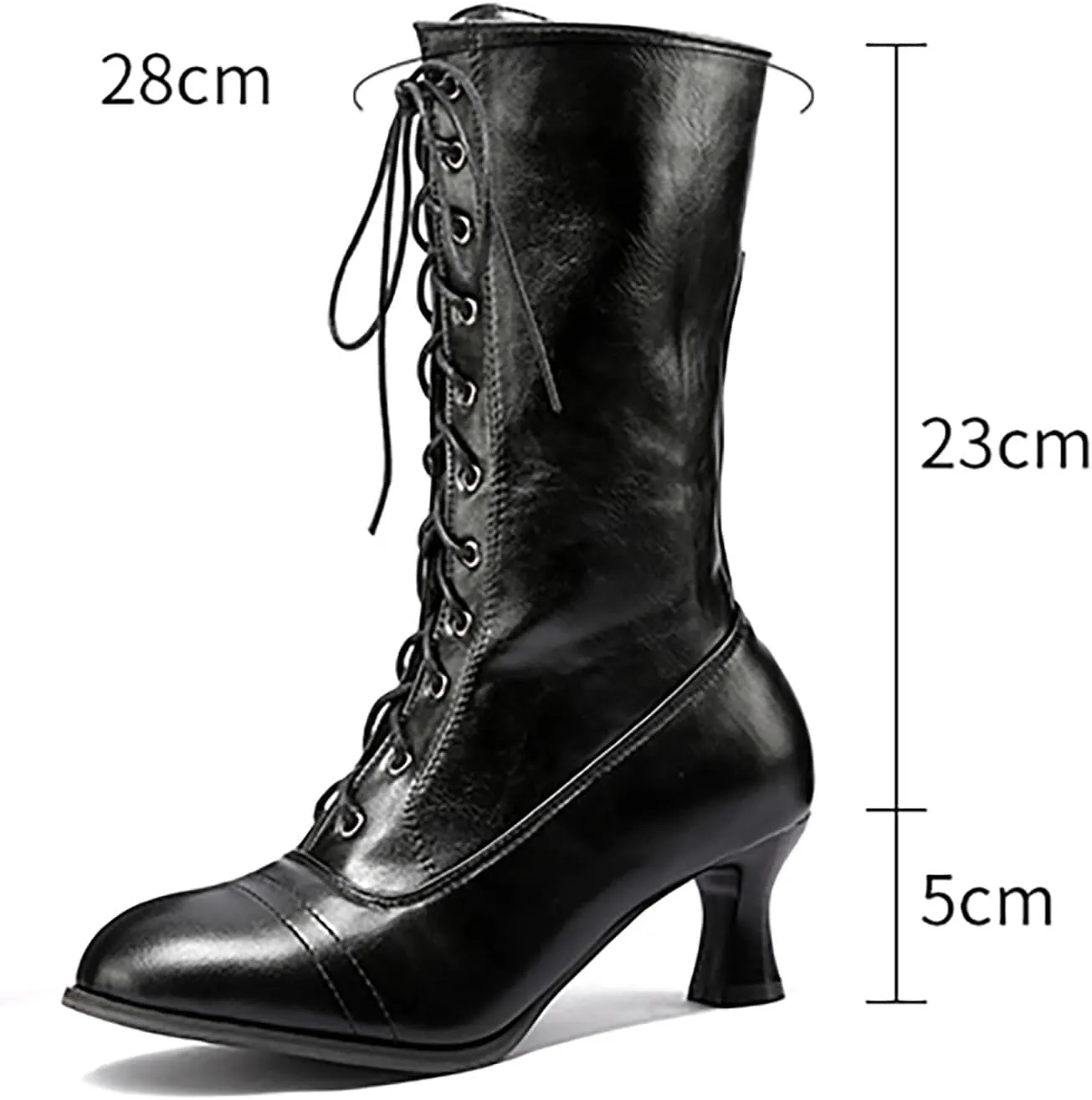 AMDBEL Fall Boots for Women 2023 Cowboy Boots,Vintage Knee High Boots Lace Up Boots Chunky Heels Retro Gothic Mid Calf Boots