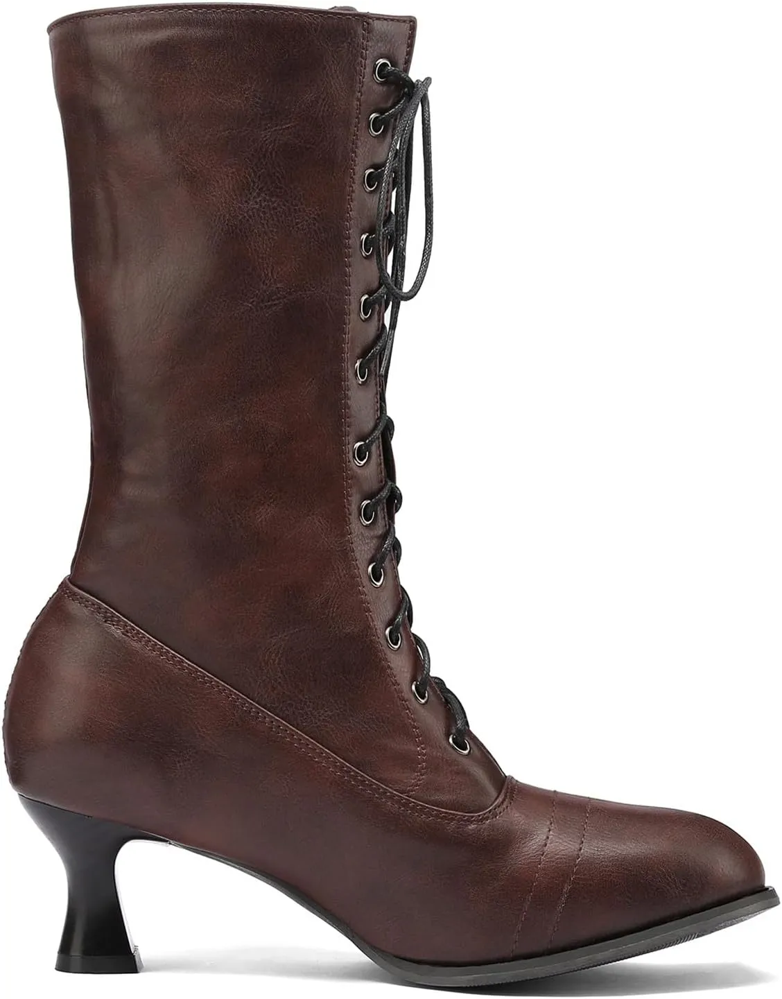 AMDBEL Fall Boots for Women 2023 Cowboy Boots,Vintage Knee High Boots Lace Up Boots Chunky Heels Retro Gothic Mid Calf Boots