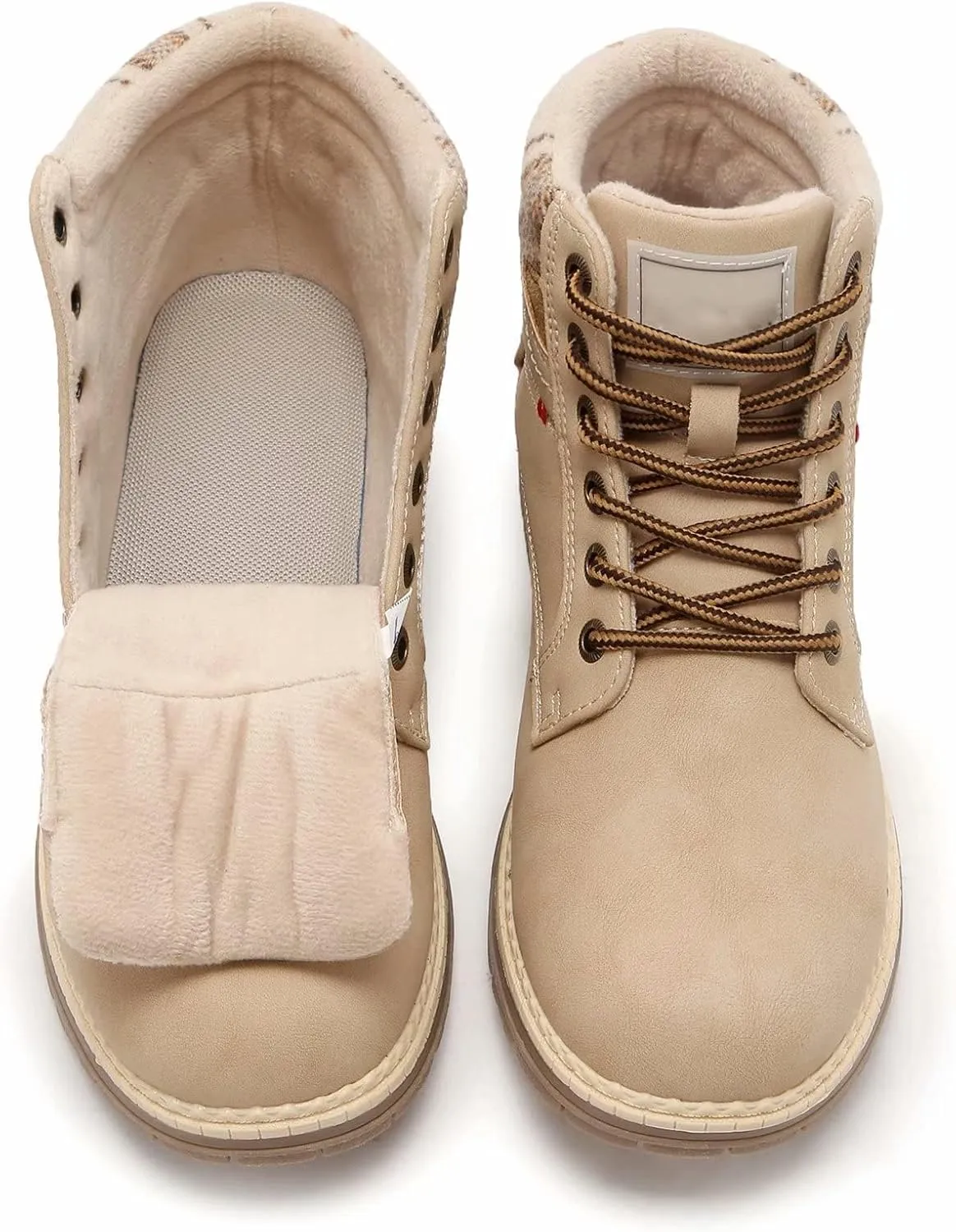 ANJOUFEMME Womens Hiking Snow Winter Boots - Outdoor Waterproof Lightweight Ankle Boots for Women Work Backpacking Boots FNW110-FNW08-BEIGE-6