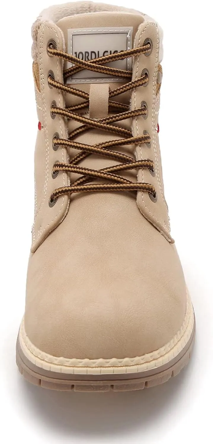 ANJOUFEMME Womens Hiking Snow Winter Boots - Outdoor Waterproof Lightweight Ankle Boots for Women Work Backpacking Boots FNW110-FNW08-BEIGE-6