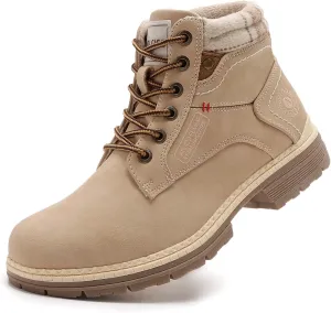 ANJOUFEMME Womens Hiking Snow Winter Boots - Outdoor Waterproof Lightweight Ankle Boots for Women Work Backpacking Boots FNW110-FNW08-BEIGE-6