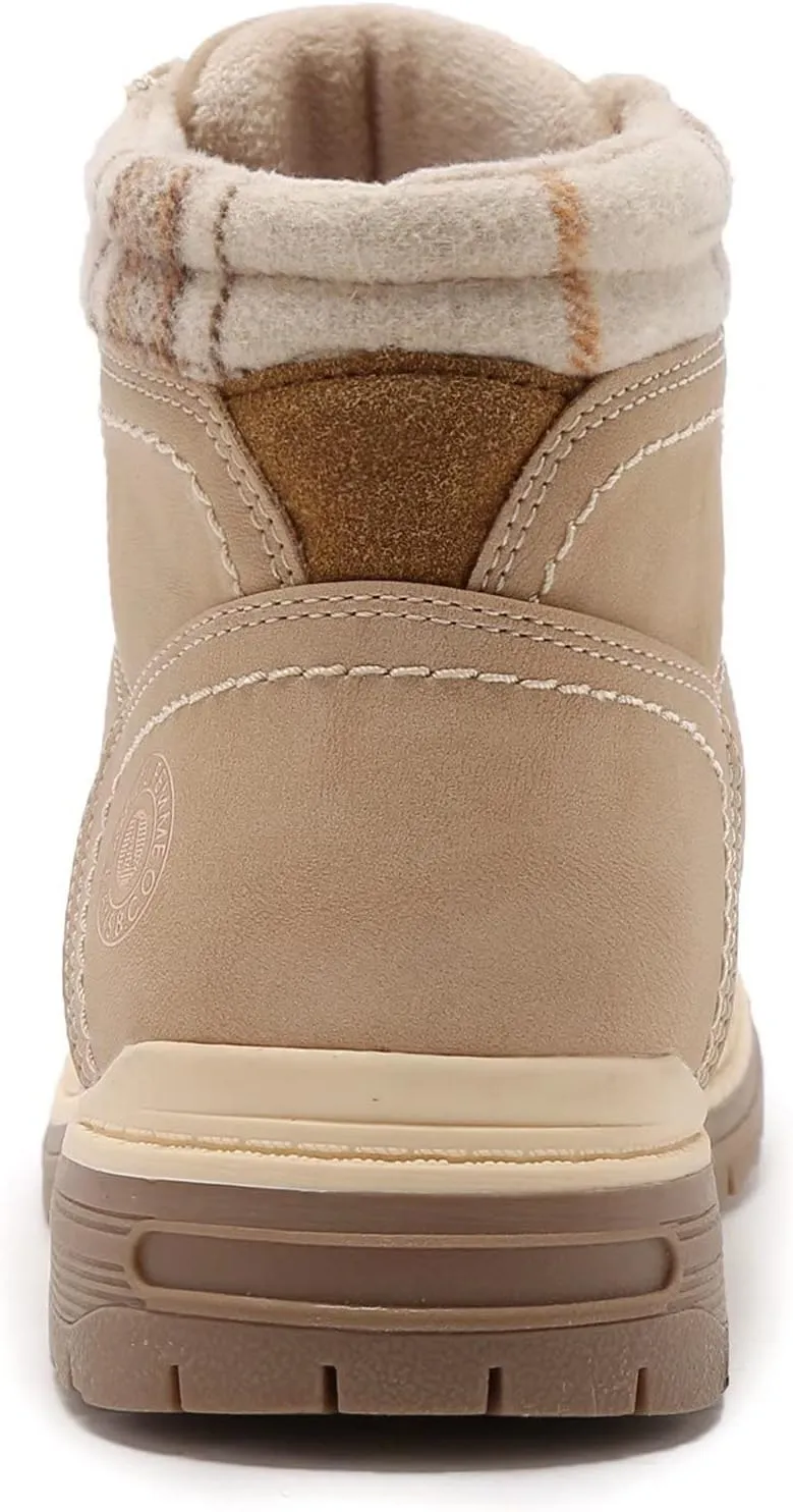 ANJOUFEMME Womens Hiking Snow Winter Boots - Outdoor Waterproof Lightweight Ankle Boots for Women Work Backpacking Boots FNW110-FNW08-BEIGE-6