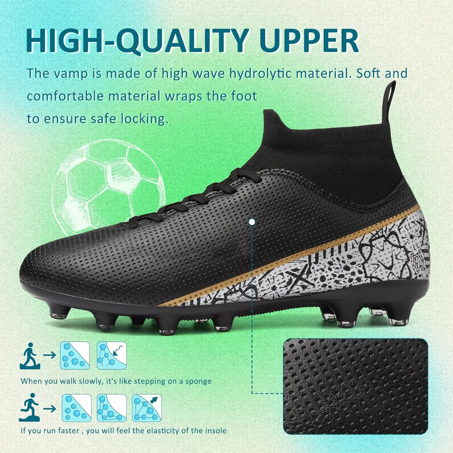 ASoftLand Soccer Cleats Mens Women Soccer Shoes for Big Boy AG/TF