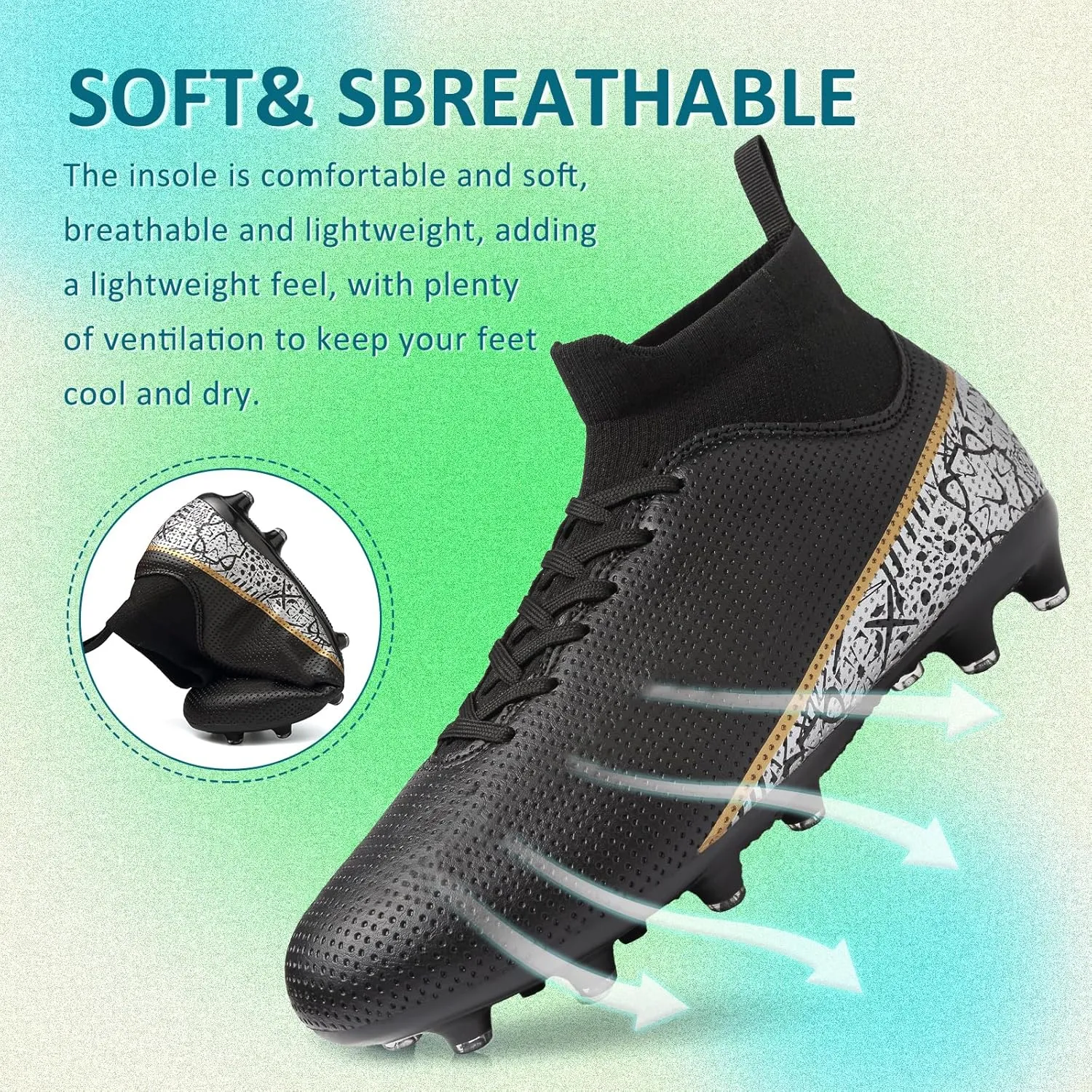 ASoftLand Soccer Cleats Mens Women Soccer Shoes for Big Boy AG/TF