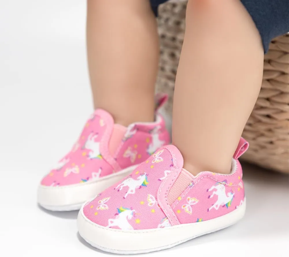 Baby Boys Girls Canvas Shoes Non-Slip Soft Sole Slip-on Newborn Infant Toddler Sneakers