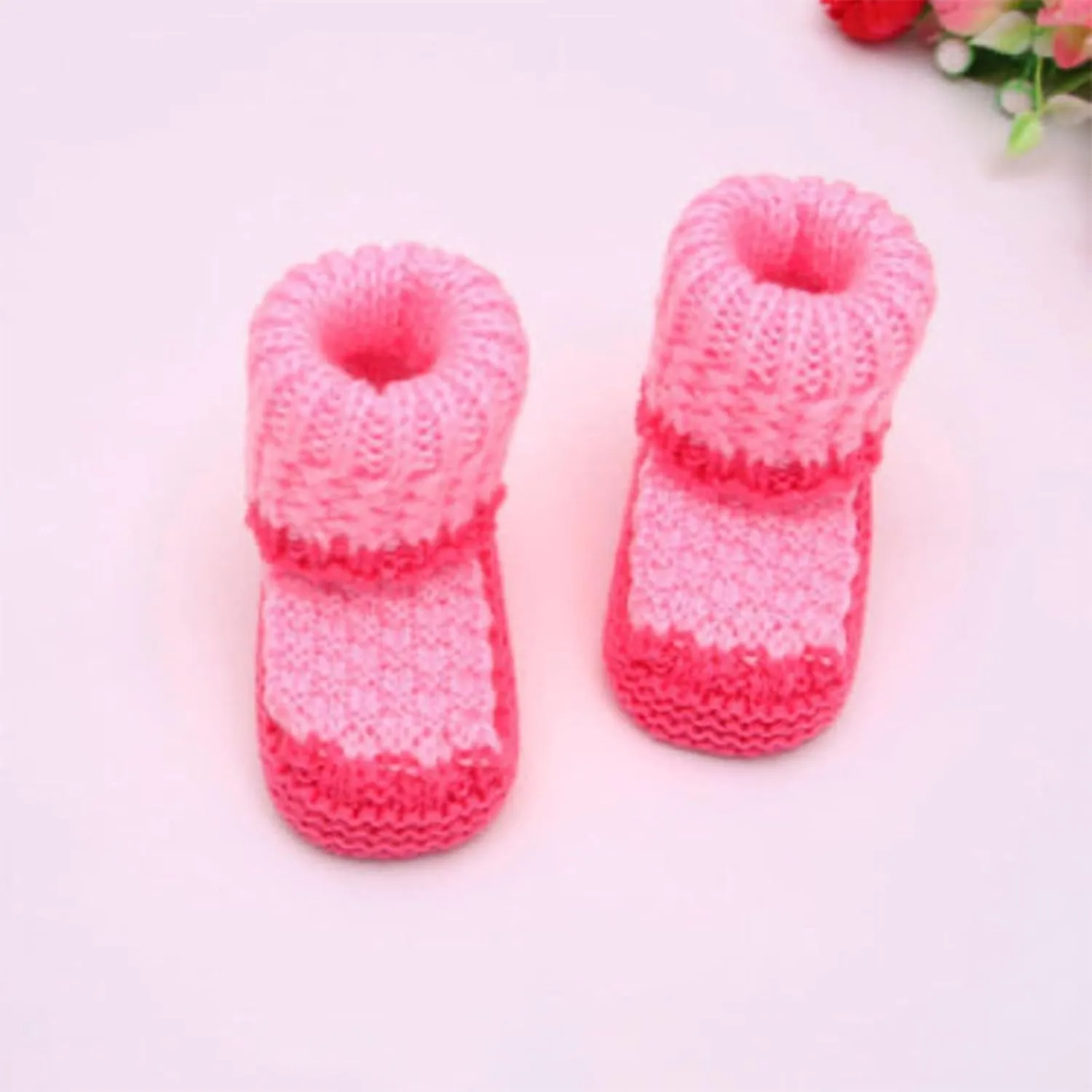 Baby Boys Girls ink Booties Newborn Infant Hand Knitting Crochet Toddler Cozy Shoes Non Slip rib Winter Booties