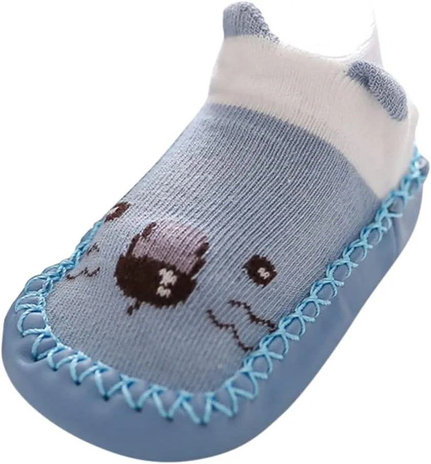 Baby Sock Shoes,Boys Girls Cartoon Shoes First Walking Shoes Non-Slip Socks Kids Floor Shoes White Shoes B