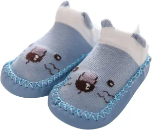 Baby Sock Shoes,Boys Girls Cartoon Shoes First Walking Shoes Non-Slip Socks Kids Floor Shoes White Shoes B