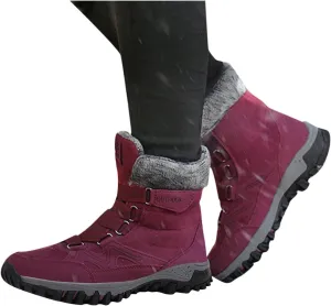 Bcshiye Womens Hiking Boots Winter Mid Calf Snow Boots Warm Ankle Booties Outdoor Hiking Climbing Shoes with Fur Lined