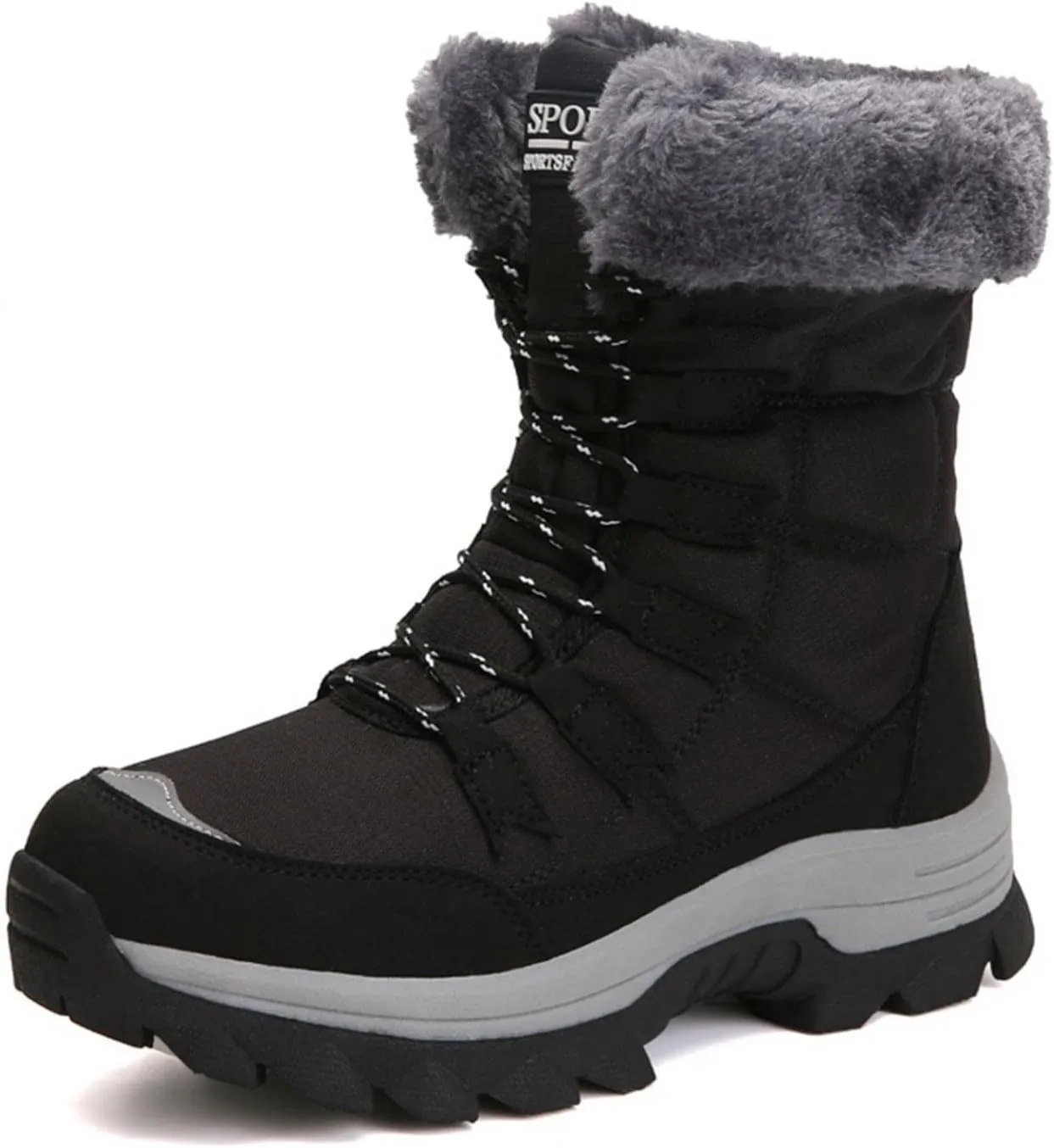 Bcshiye Women's Snow Boots Keep Warm Anti-Slip Soft Sole Warm Fur Lined Winter Ankle Booties Outdoor Hiking Boots