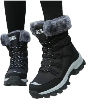 Bcshiye Women's Snow Boots Keep Warm Anti-Slip Soft Sole Warm Fur Lined Winter Ankle Booties Outdoor Hiking Boots