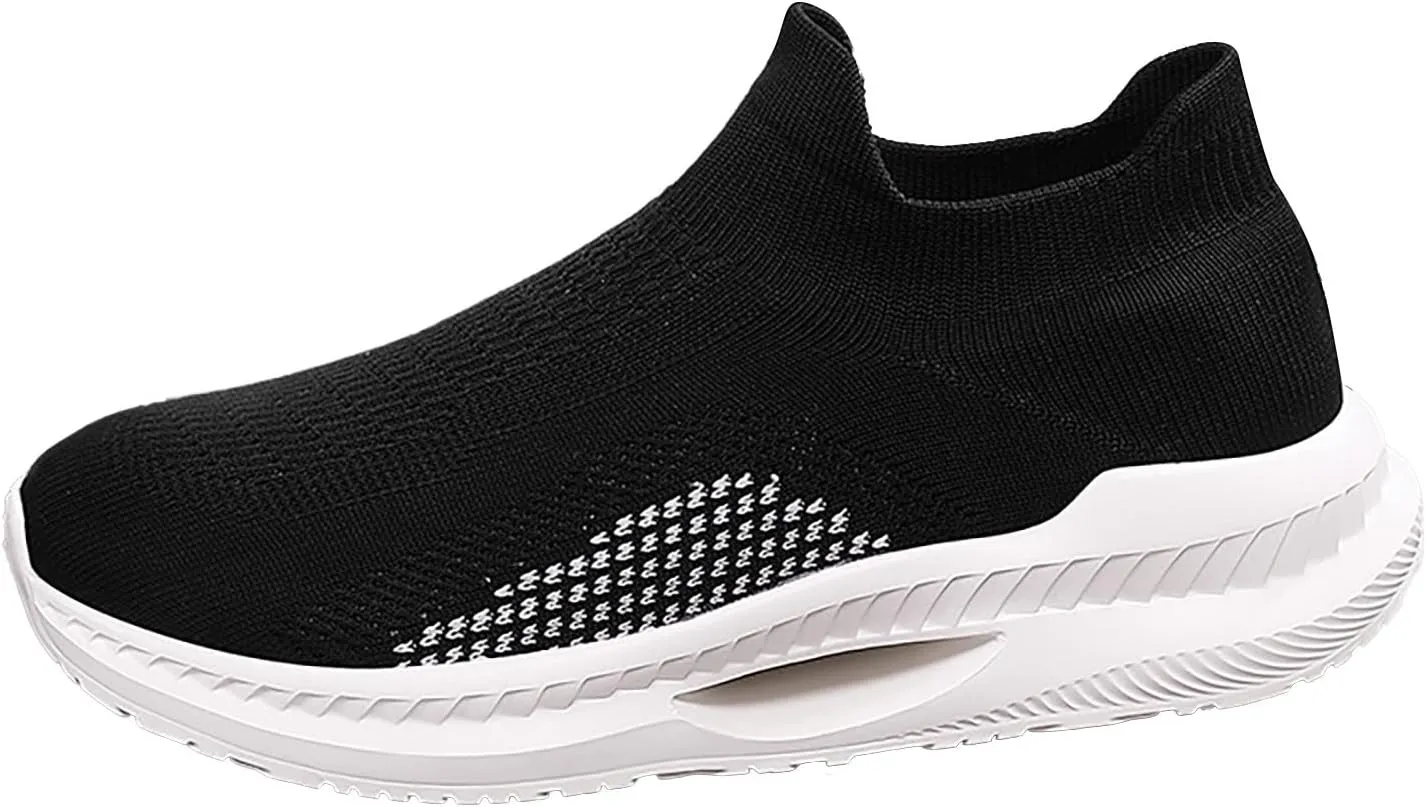 Black Tennis Shoes Women Slip Ons Womens Tennis Shoes Size 8.5 Slip On Casual Shoes for Women 2023 Wide Orthopedic Plantar Fasciitis Shoes Women Black Flats Ropa De Ejercicios para Mujer Gym