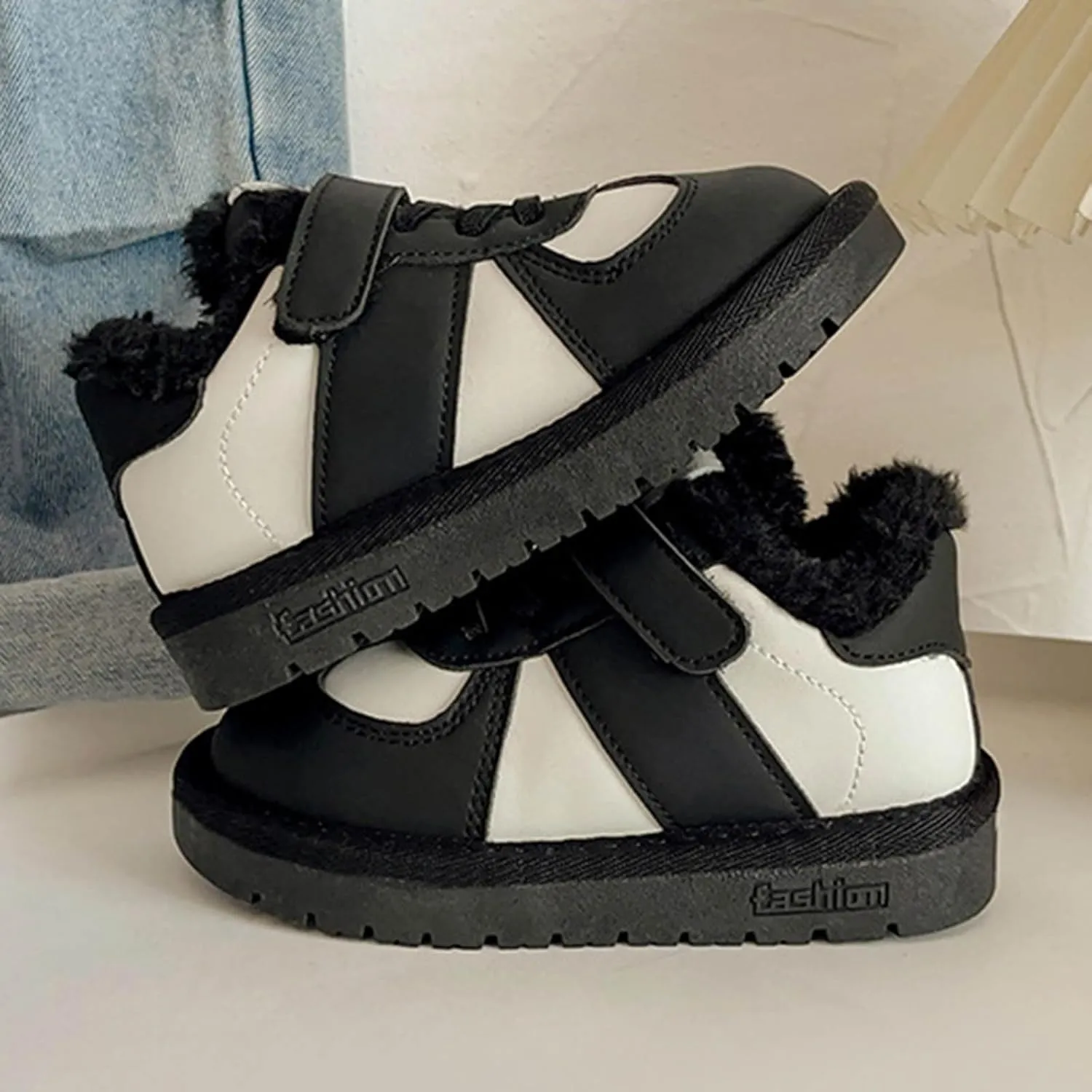Boy Walking Shoes Non Slip Slip On Sneaker Plush Lined Hiking Boots Lace Up Snow Ankle Boots Platform Boots