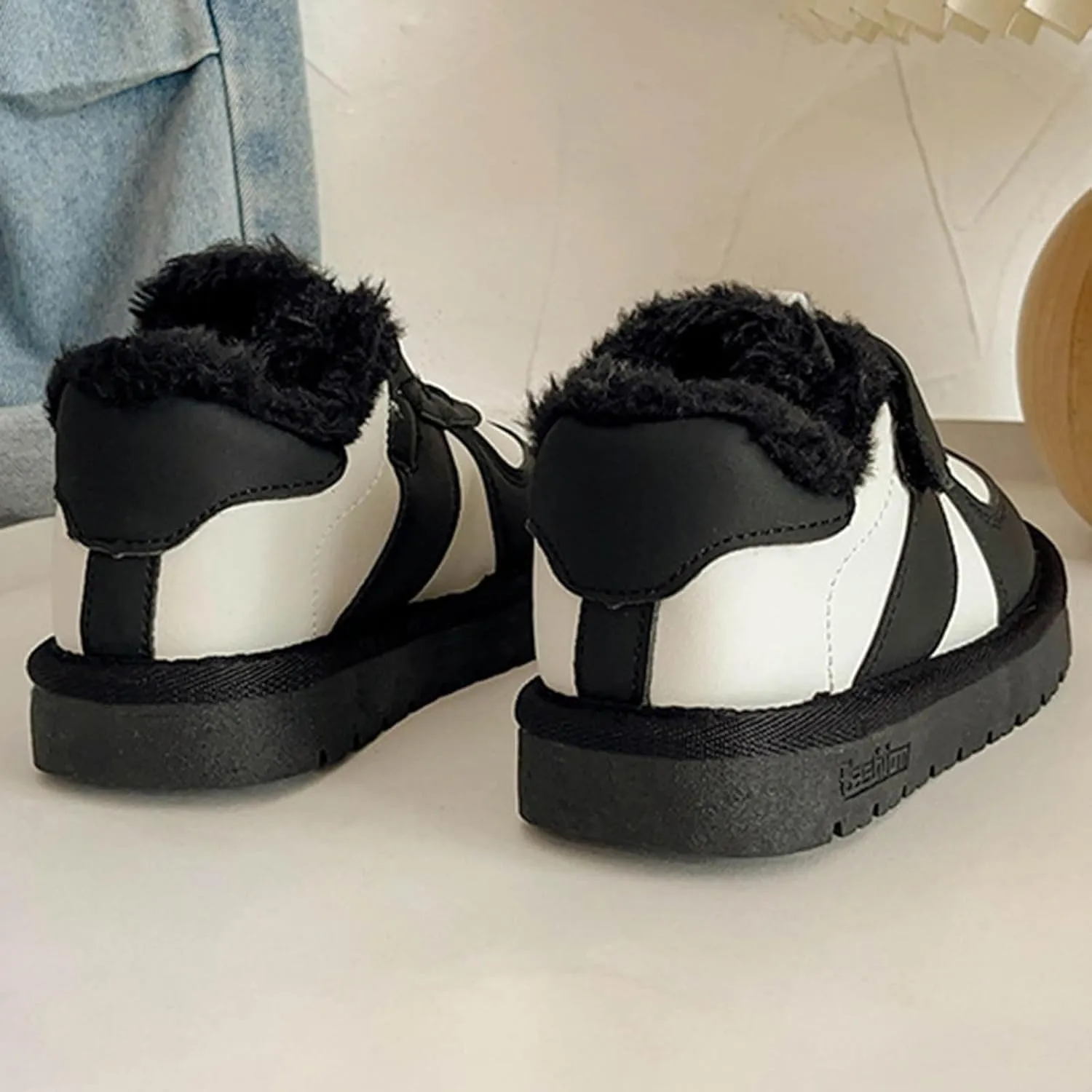 Boy Walking Shoes Non Slip Slip On Sneaker Plush Lined Hiking Boots Lace Up Snow Ankle Boots Platform Boots