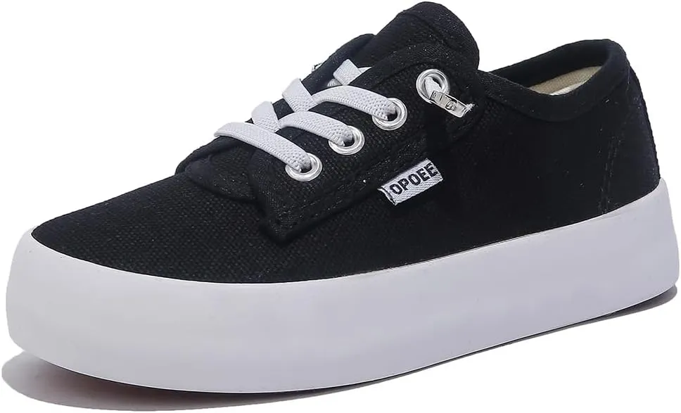 Boys and Girls, Low Cut Children's Canvas Shoes, Wide Fitting Lazy Skateboard Shoes