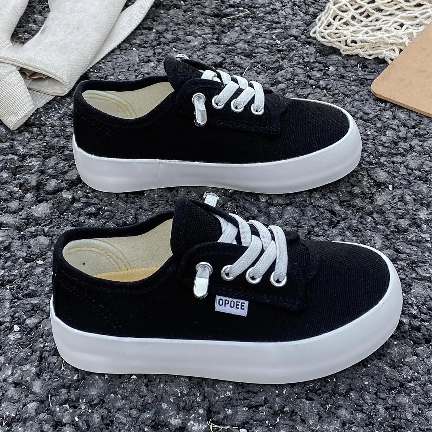 Boys and Girls, Low Cut Children's Canvas Shoes, Wide Fitting Lazy Skateboard Shoes