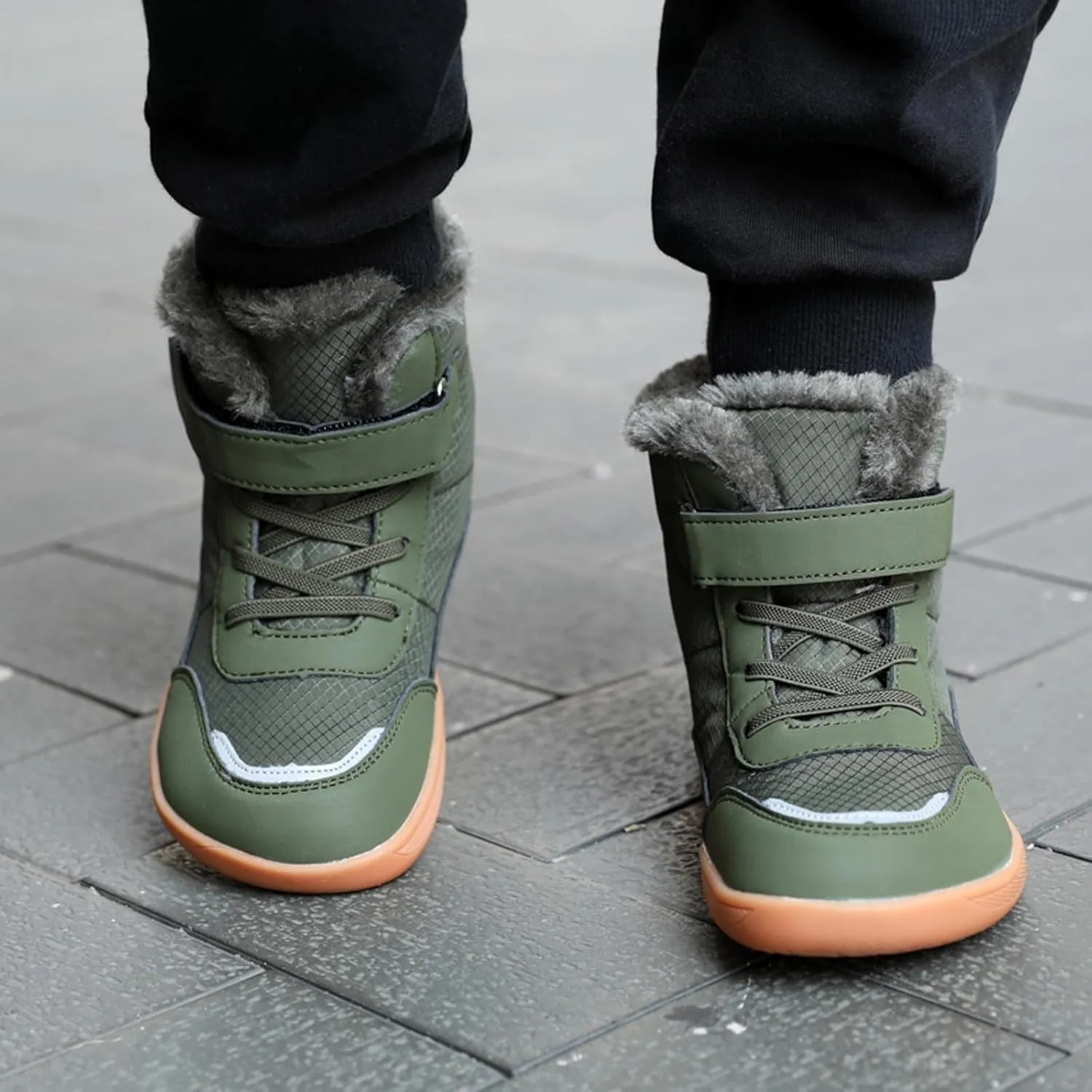 Boys Girls Barefoot Winter Boots With Wide Toe Box Slip Drop Sole Ankle Winter Snow Boots For Hiking Boots Boys