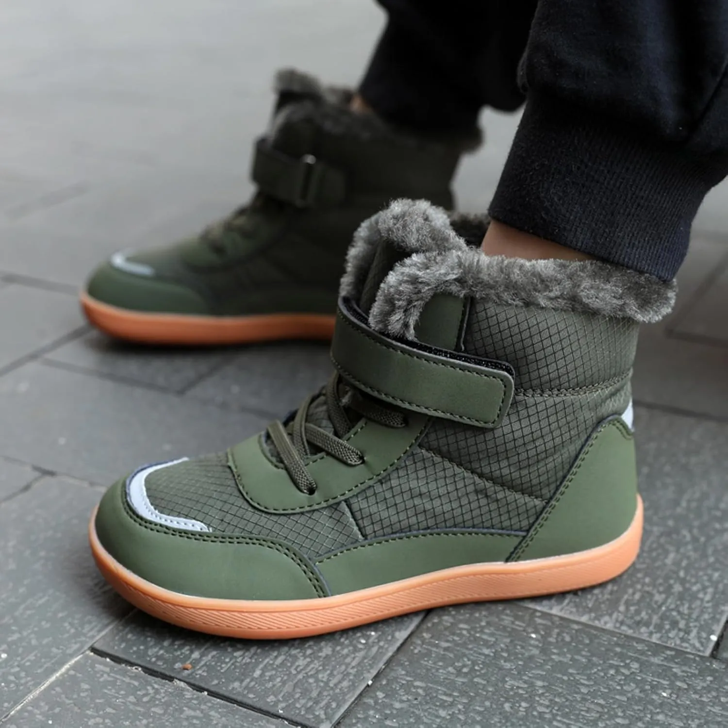 Boys Girls Barefoot Winter Boots With Wide Toe Box Slip Drop Sole Ankle Winter Snow Boots For Hiking Boots Boys