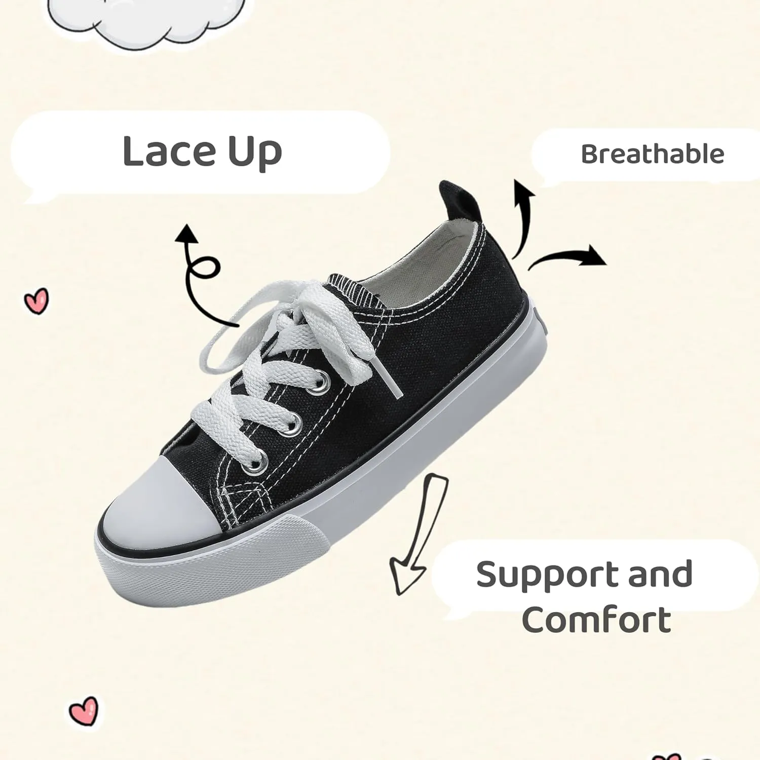 Boys Girls Sneakers Canvas Shoes Toddler Littler Kids Slip on School Walking Shoes