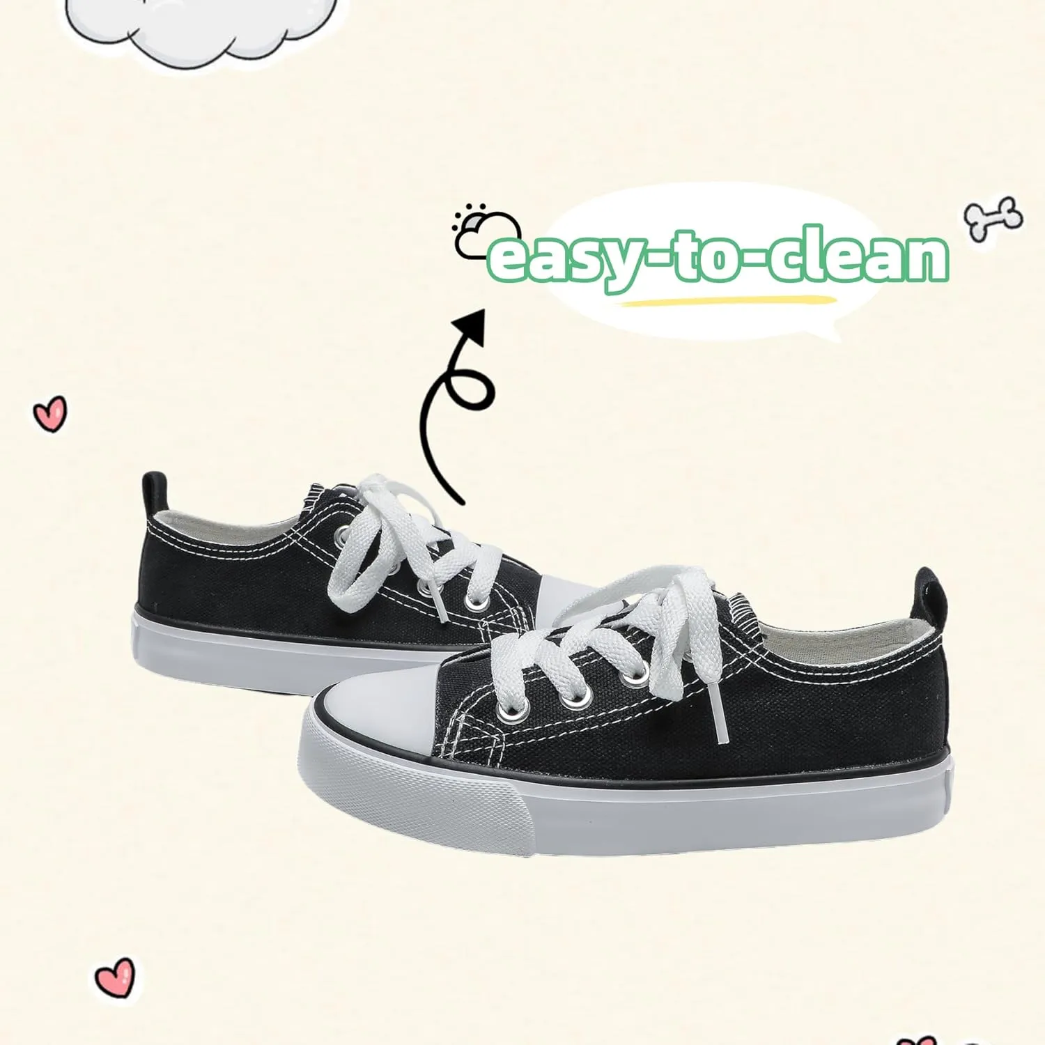 Boys Girls Sneakers Canvas Shoes Toddler Littler Kids Slip on School Walking Shoes