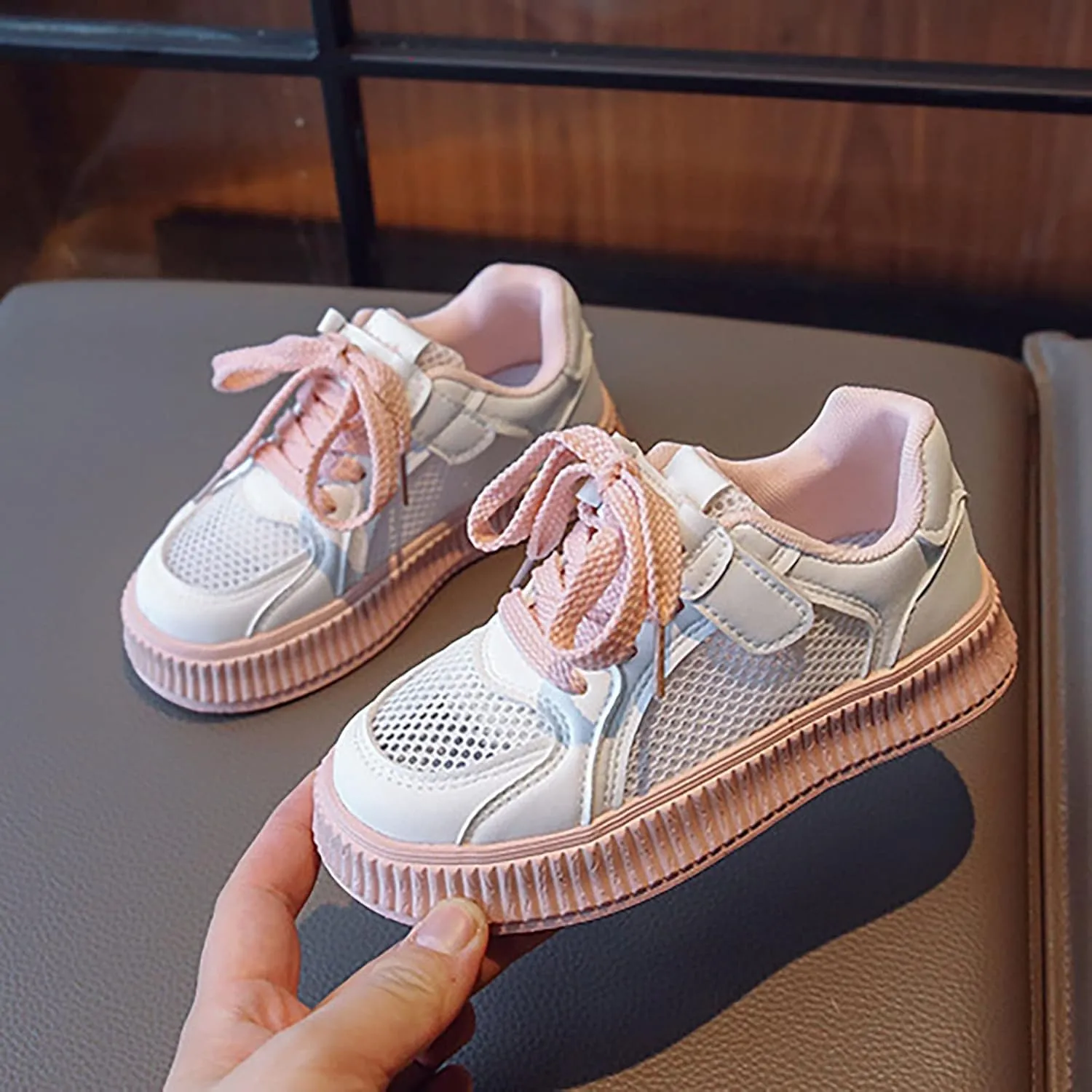 Boys Girls Sneakers Lace up Walking Shoes for Little Kids Board Shoes Toddler Mesh Breathable Sneakers Lightweight