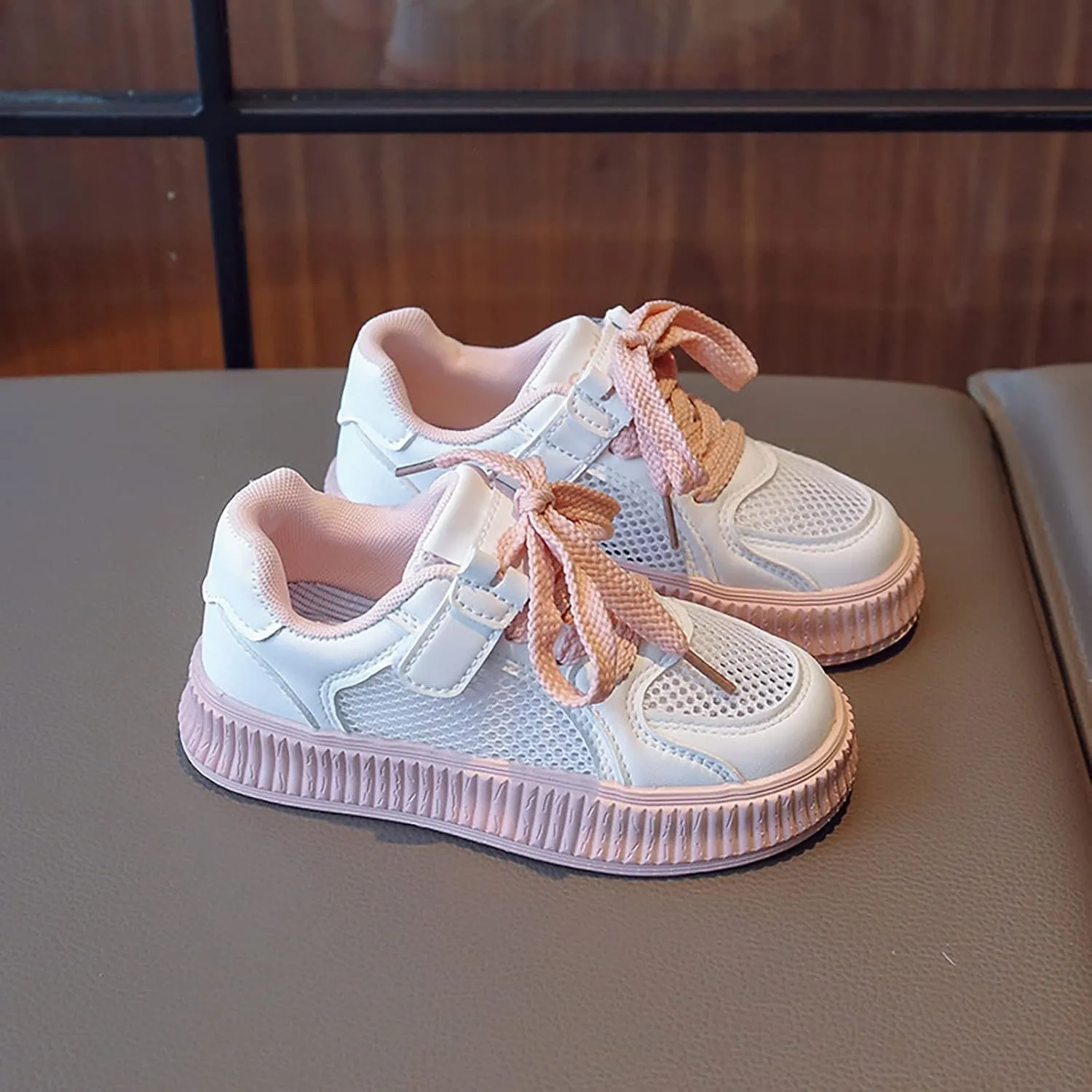 Boys Girls Sneakers Lace up Walking Shoes for Little Kids Board Shoes Toddler Mesh Breathable Sneakers Lightweight