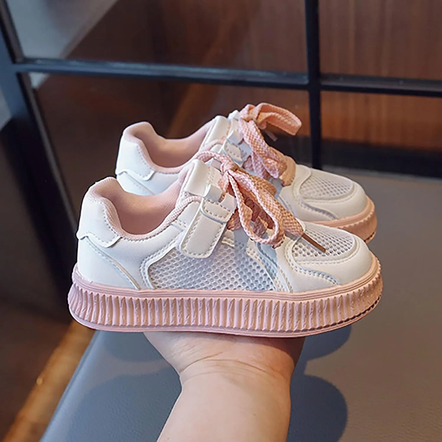 Boys Girls Sneakers Lace up Walking Shoes for Little Kids Board Shoes Toddler Mesh Breathable Sneakers Lightweight