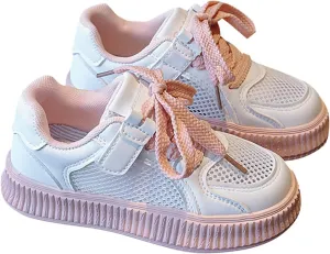 Boys Girls Sneakers Lace up Walking Shoes for Little Kids Board Shoes Toddler Mesh Breathable Sneakers Lightweight