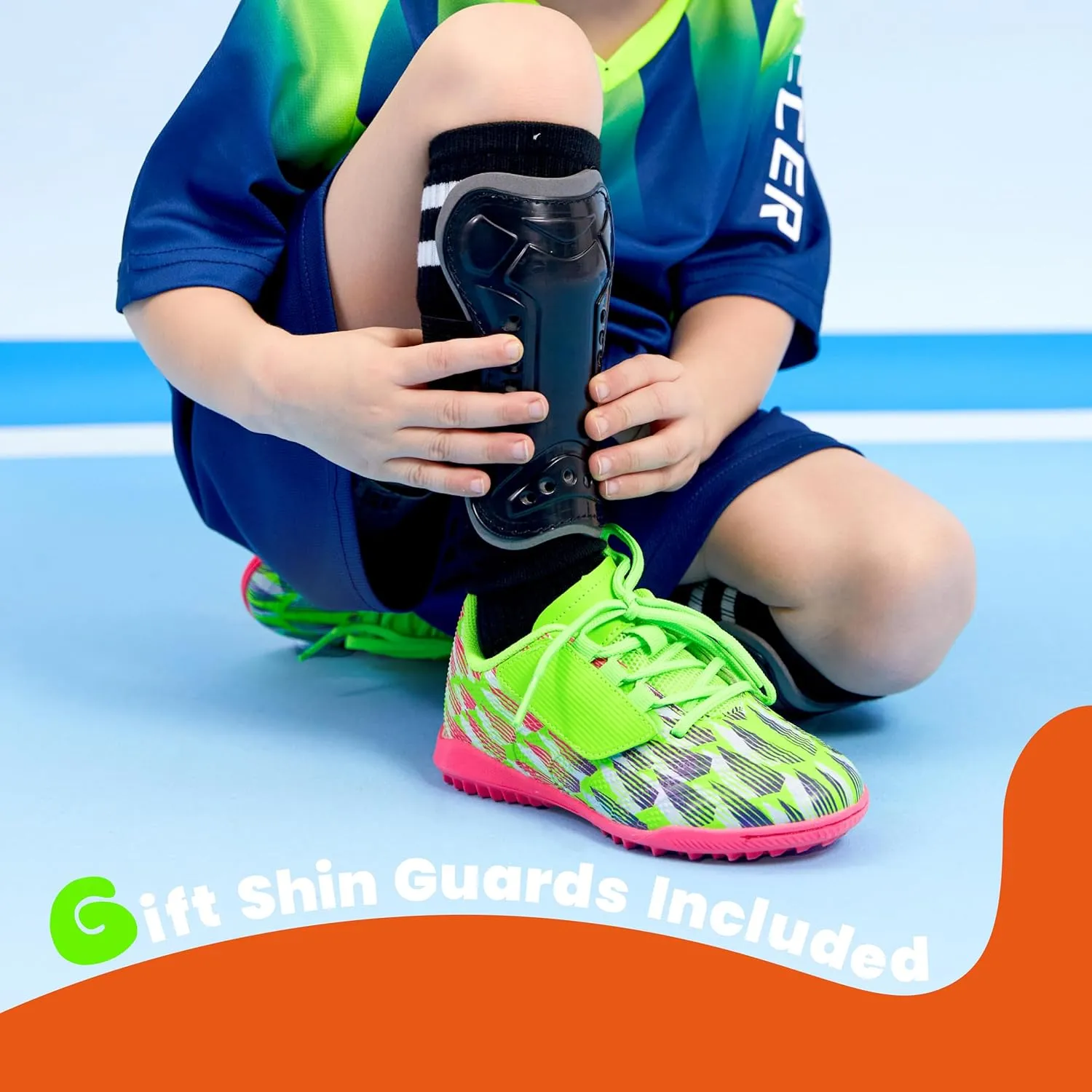 Boys Girls Soccer Cleats Indoor Turf Soccer Football Shoes Artificial Firm Ground Athletic Outdoor Youth Futsal Unisex-Child Lightweight Training Flexible Durable Comfortable Traction Breathable