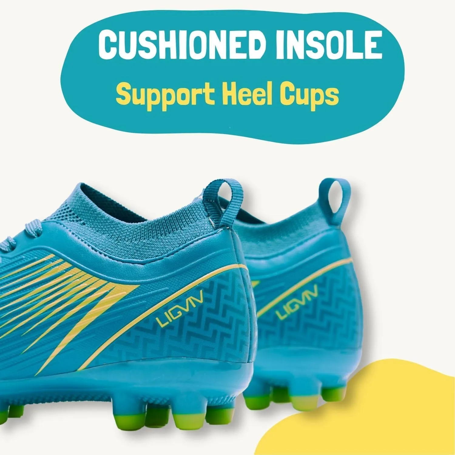 Boys Girls Soccer Cleats - Kids Dynamic Collar Football Shoes - Firm Ground Outdoor(Toddler/Little Kid/Big Kid)