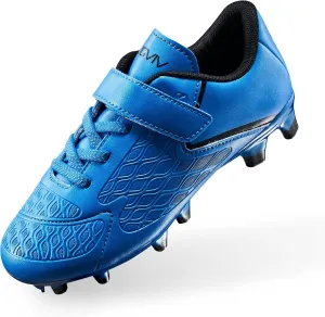 Boys Girls Soccer Cleats - Laceless Kids Football Shoes - Outdoor Firm Ground