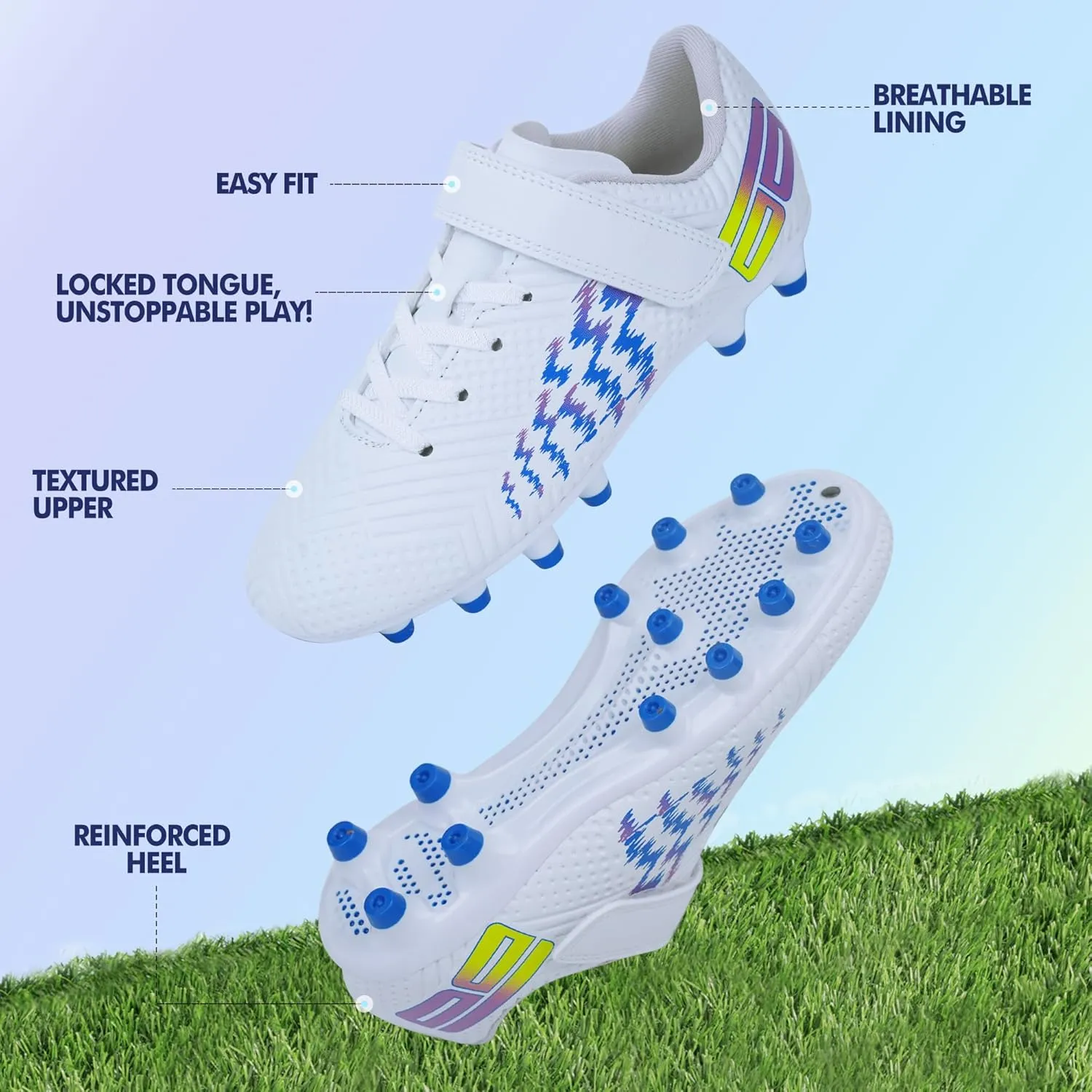 brooman Kids Firm Ground Soccer Cleats Boys Girls Football Shoes