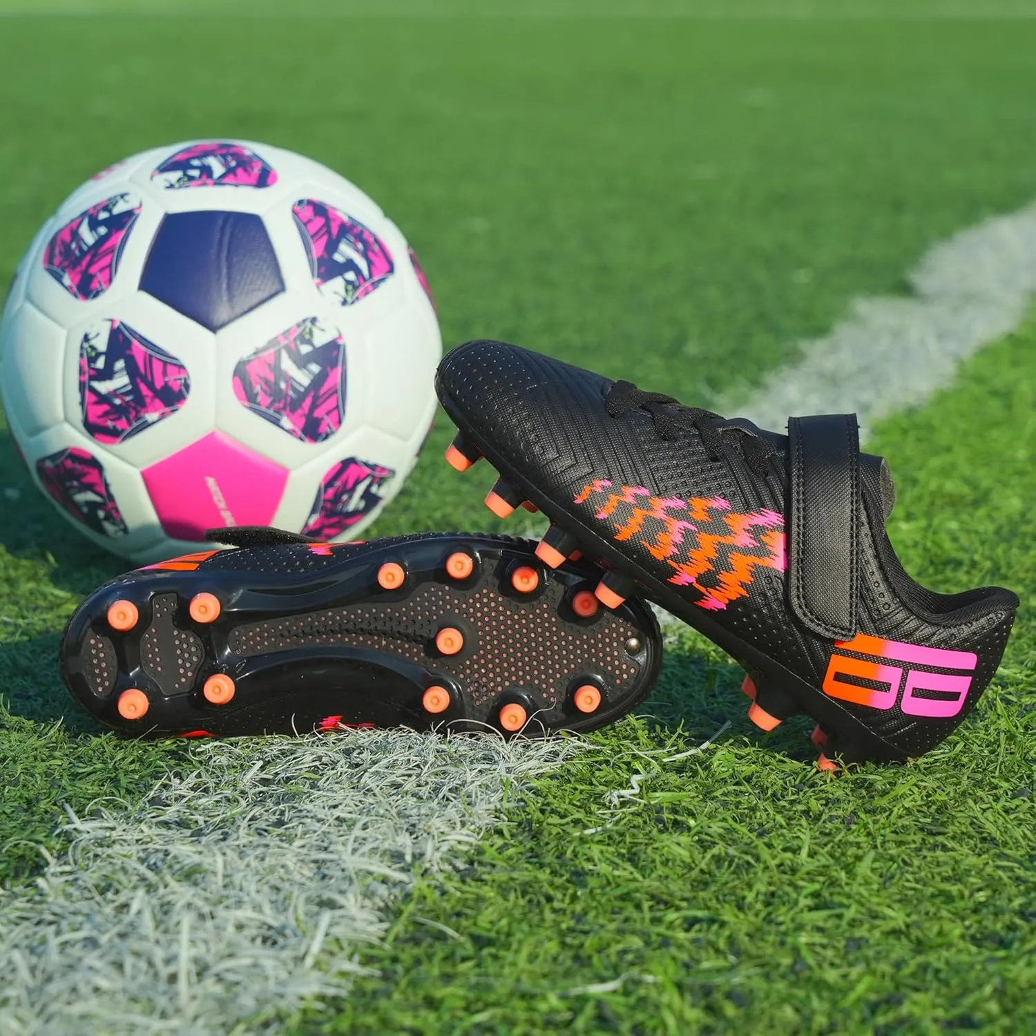 brooman Kids Firm Ground Soccer Cleats Boys Girls Football Shoes