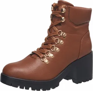 C&C California Women's Combat Boots Chunky Heel Comfortable Lace Up Boots for Women with Padded Collar and Lug Sole