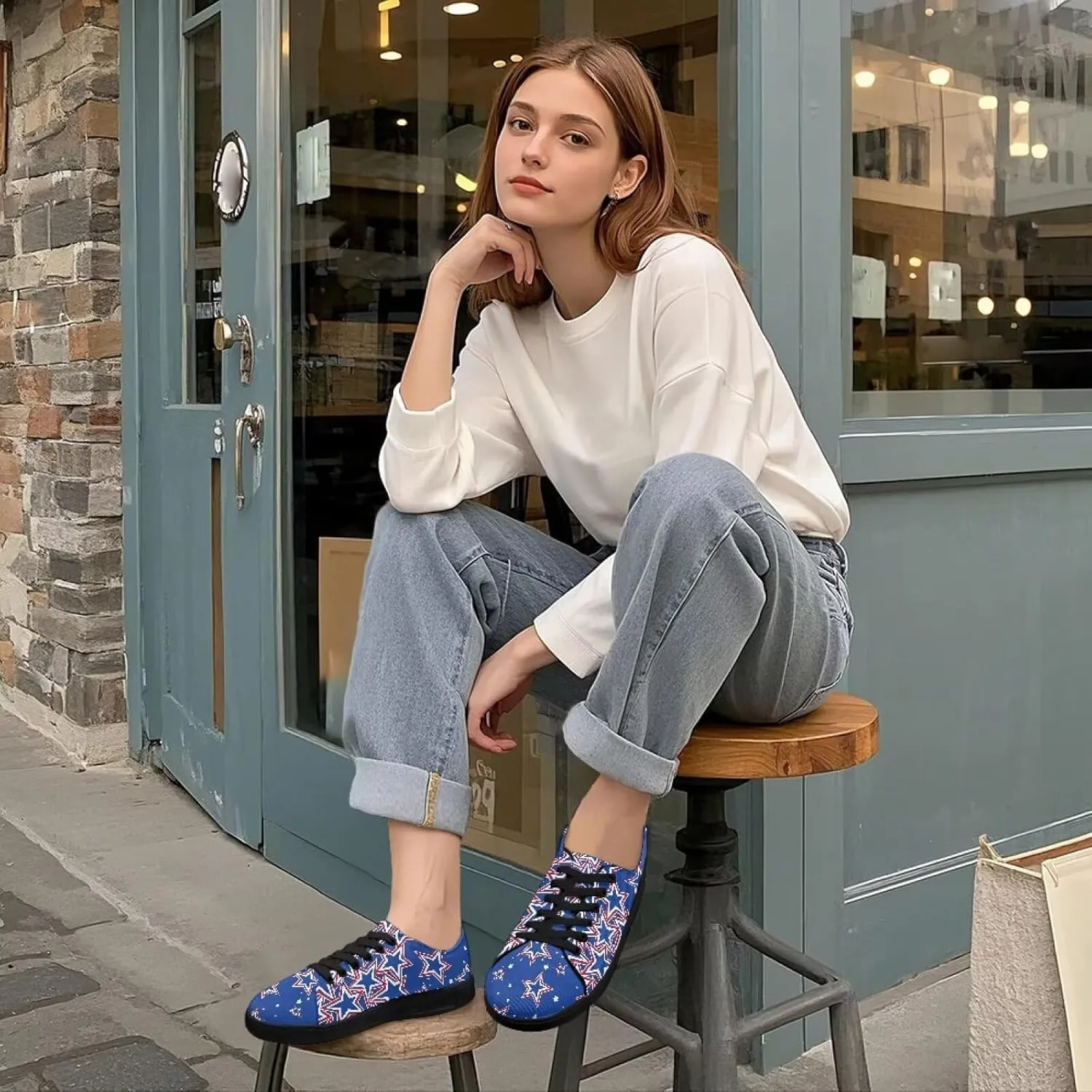 Canvas Shoes Lace-Up Low Top Sneakers Womens Fashion Casual Shoes Walking Comfortable Platform Canvas Sneakers