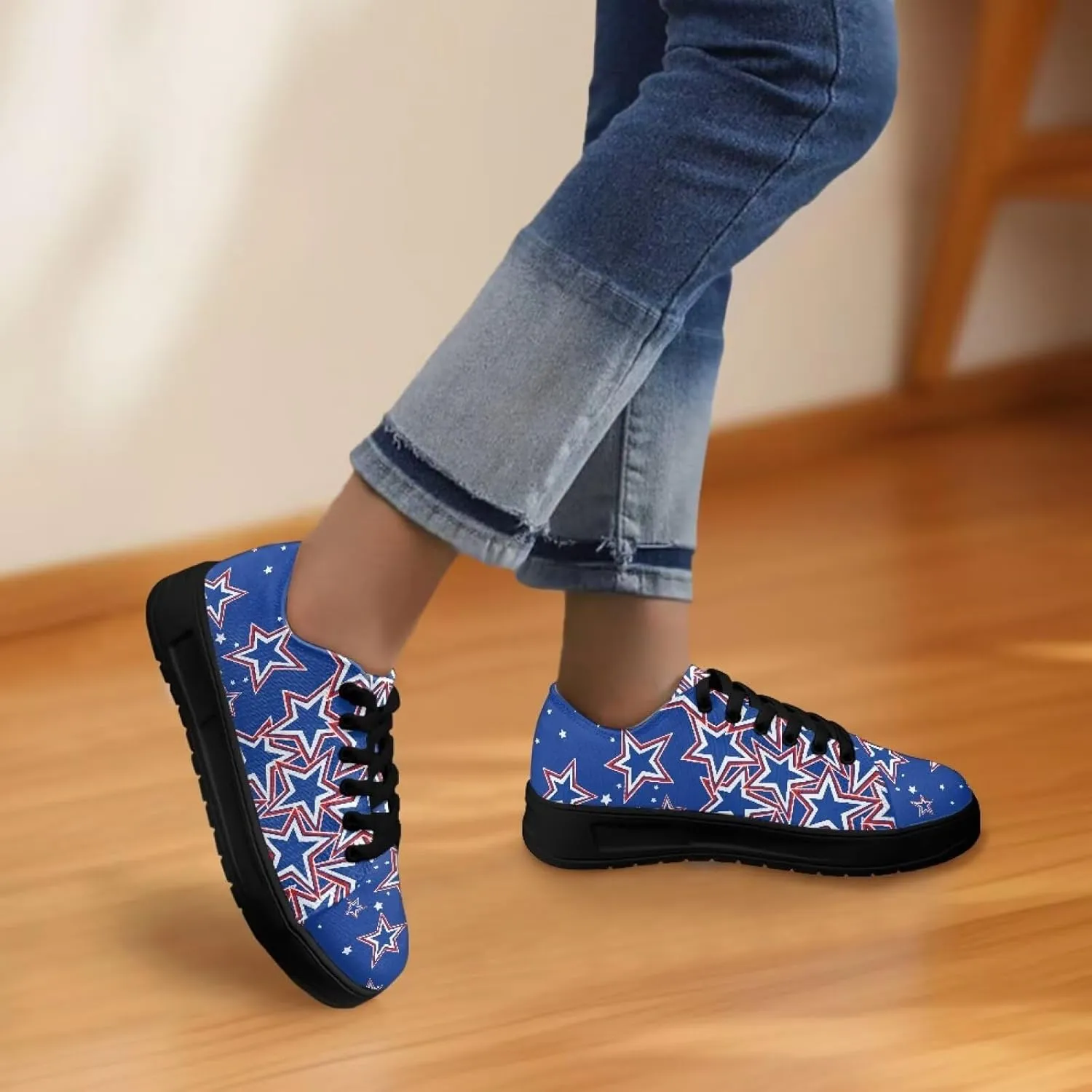 Canvas Shoes Lace-Up Low Top Sneakers Womens Fashion Casual Shoes Walking Comfortable Platform Canvas Sneakers
