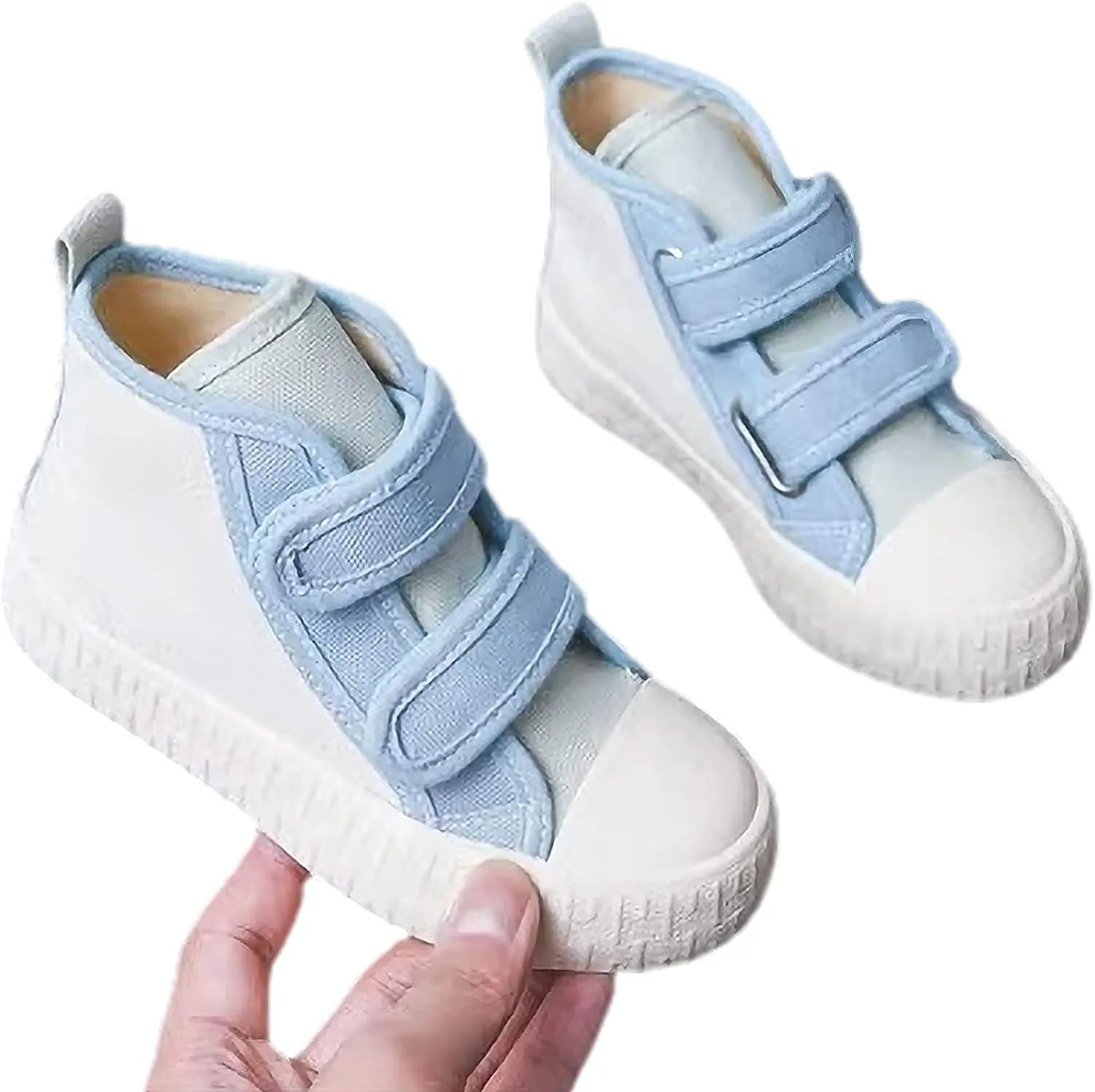 Children's Casual Canvas Shoes High Top Hook&Loop Sneakers for Boys and Girls