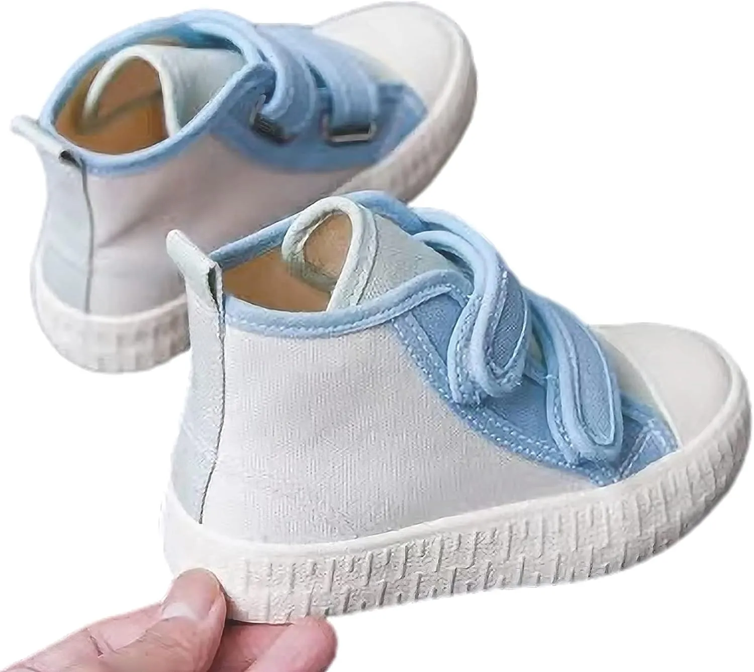 Children's Casual Canvas Shoes High Top Hook&Loop Sneakers for Boys and Girls
