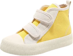 Children's Casual Canvas Shoes High Top Hook&Loop Sneakers for Boys and Girls