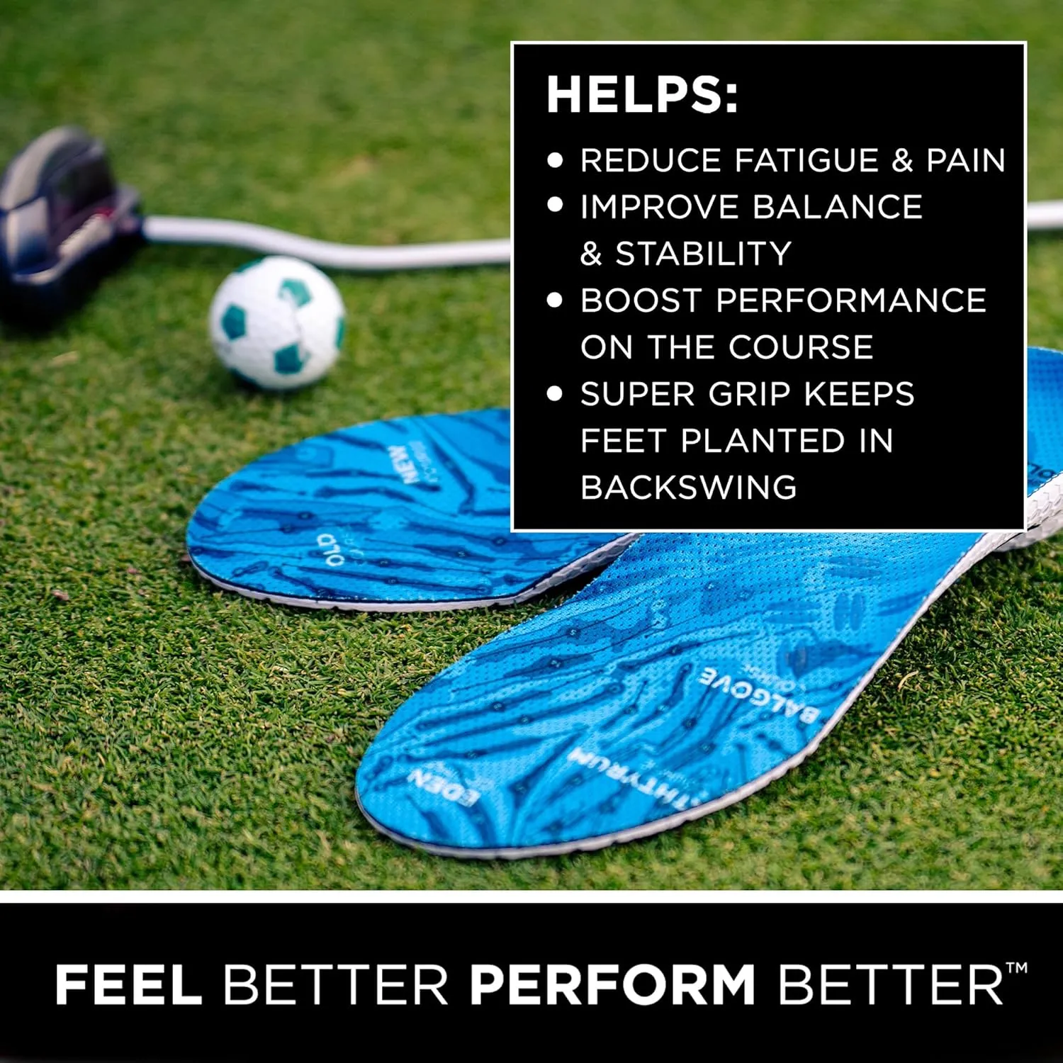 CURREX GolfPro Insoles for Golf Shoes – Arch Support Inserts to Improve Balance, Stability, Comfort & Performance, Help with Foot & Heel Pain Relief – for Men & Women – High Arch, Medium