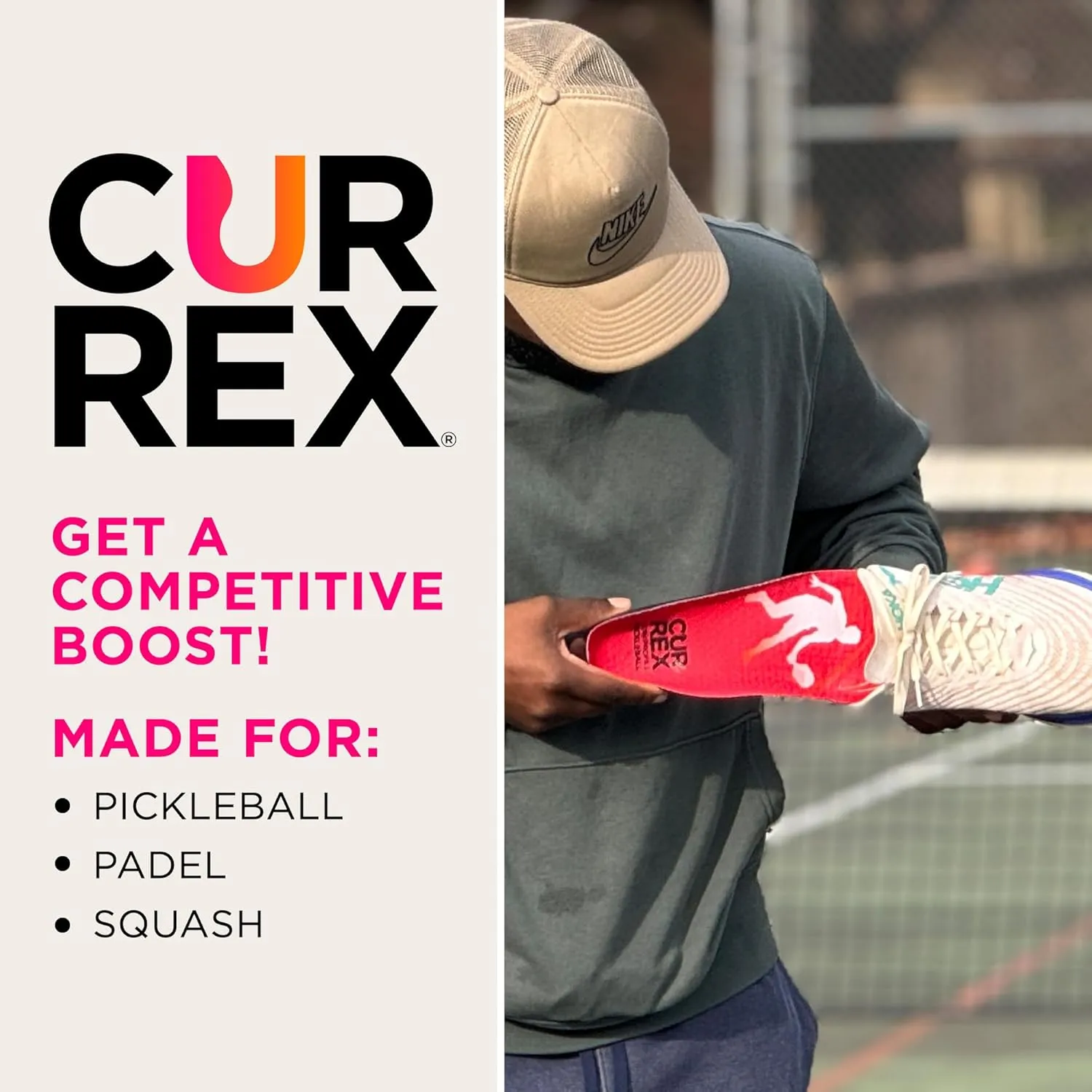 CURREX PICKLEBALLPRO Insoles for Pickleball Shoes – Arch Support Inserts w/Super Grip Surface & Premium Heel Cushioning, Helps Improve Foot Stability – for Men & Women– High Arch, Large