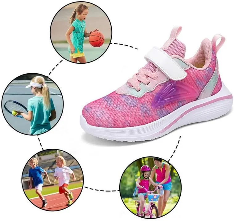 DHOVOR Girls Running Shoes Athletic Fashion Sneakers Lightweight Tennis Walking Basketball Shoes for Girls(Little Kid/Big Kid)