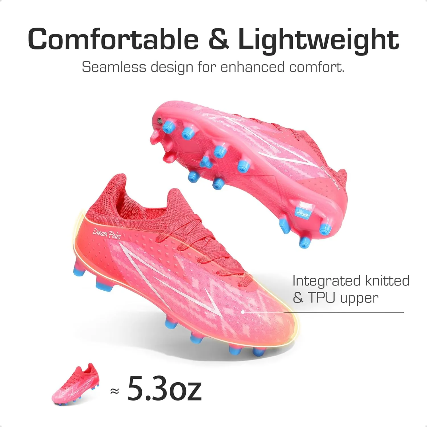 DREAM PAIRS Boys Girls Soccer Cleats Youth Firm Groud Football Shoes for Little/Big Kid