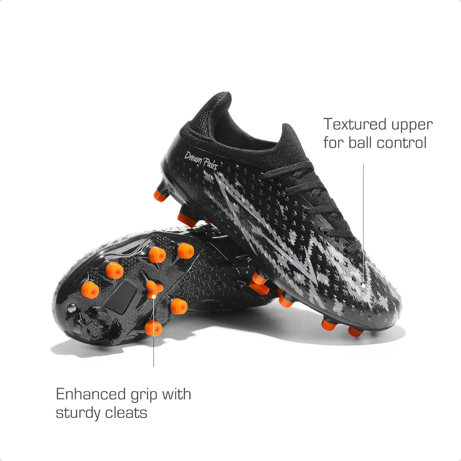 DREAM PAIRS Boys Girls Soccer Cleats Youth Firm Groud Football Shoes for Little/Big Kid