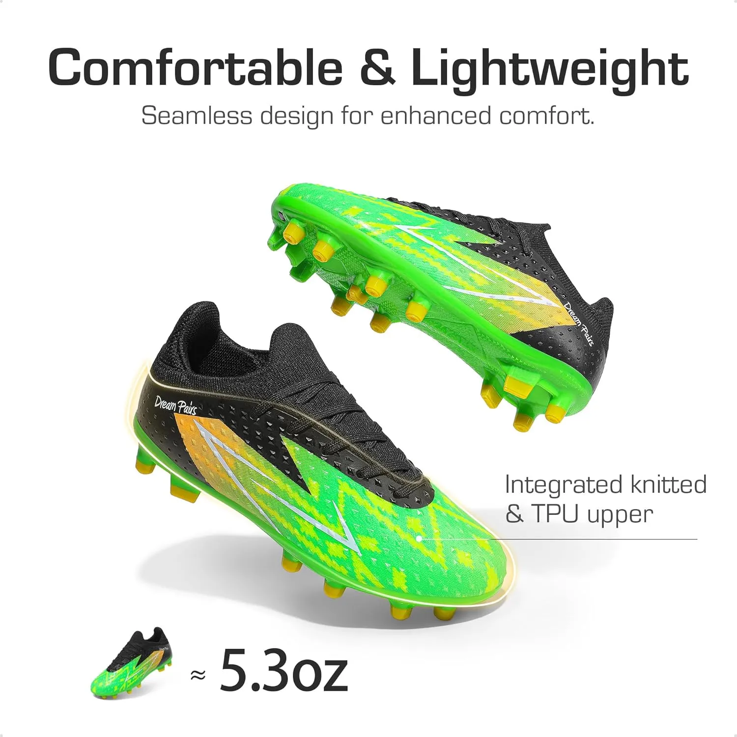 DREAM PAIRS Boys Girls Soccer Cleats Youth Firm Groud Football Shoes for Little/Big Kid