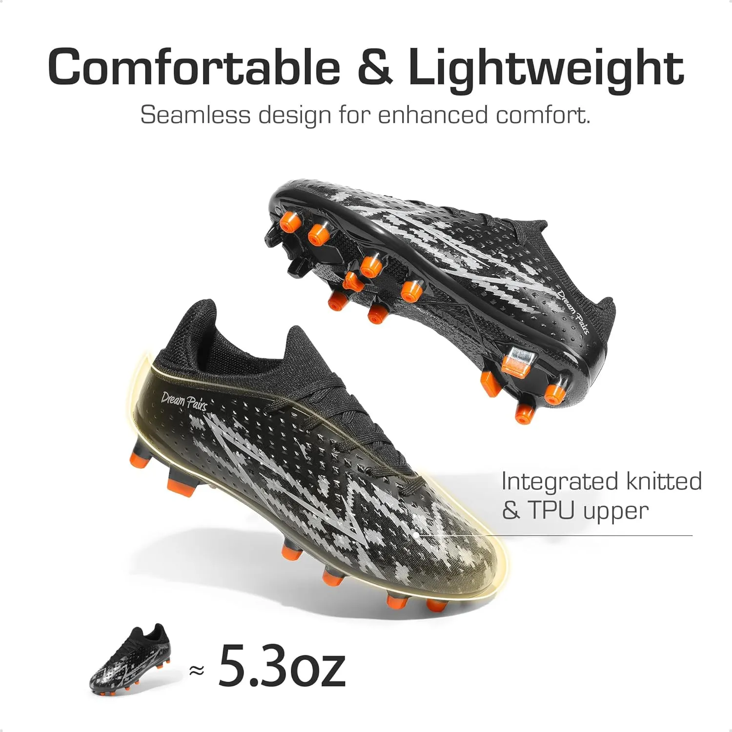 DREAM PAIRS Boys Girls Soccer Cleats Youth Firm Groud Football Shoes for Little/Big Kid