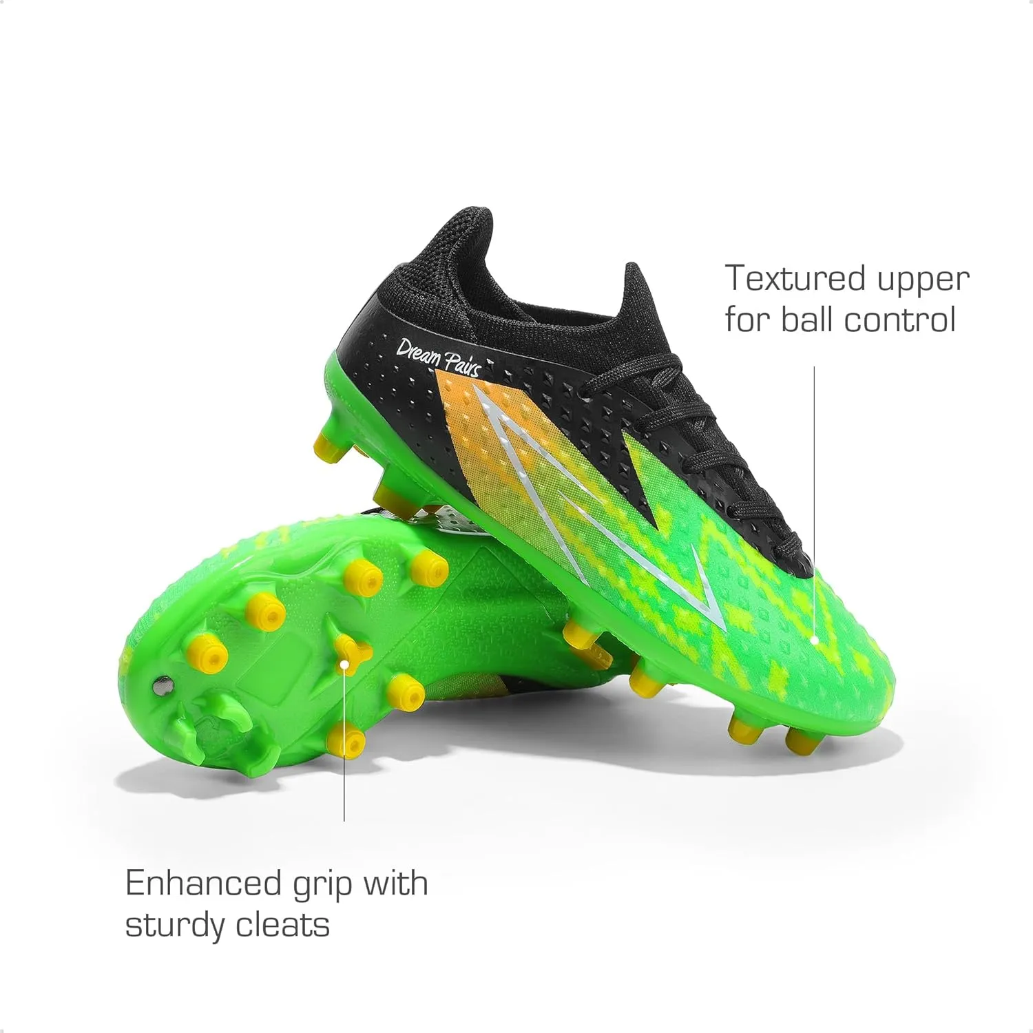 DREAM PAIRS Boys Girls Soccer Cleats Youth Firm Groud Football Shoes for Little/Big Kid