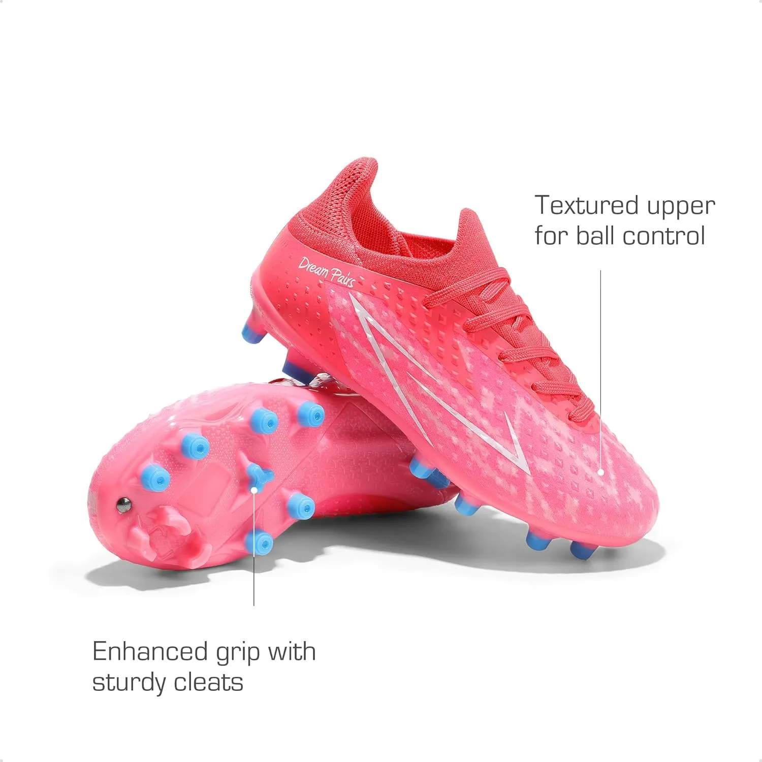 DREAM PAIRS Boys Girls Soccer Cleats Youth Firm Groud Football Shoes for Little/Big Kid