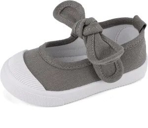 ESTAMICO Kids School Uniform Dress Shoe Girls Bowknot Mary Jane Flat Sneakers for Toddler/Little Kid
